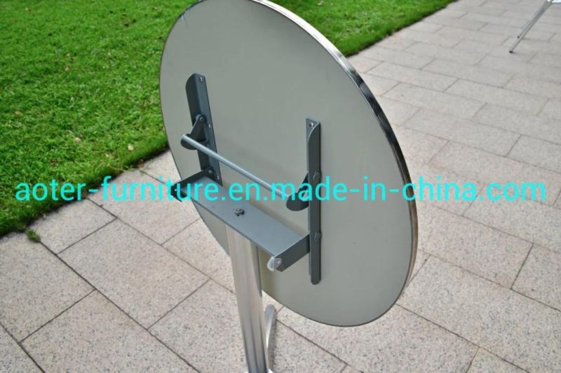 Whole Sale Cheap Stainless Steel Aluminum Outdoor Bar Bistro Cafe Logo Customize Round Table