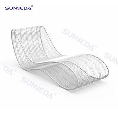 Outdoor Beach Sun Comfortable All Stainless Steel Frame Chaise Poolside Sun Lounger