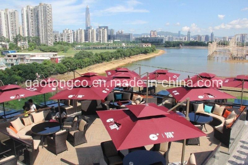 Outdoor Leisure Garden Patio Hanging Sun Beach Umbrella with Strip Lights Automatic or Manually