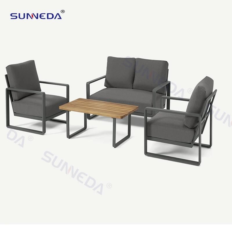Patio Hotel Italian Style Dining Table Set Picnic Outdoor Hotel Restaurant Sofa Set with Wooden Table Top