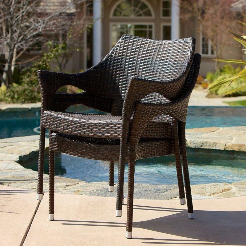 High Quality Dark Brown Outdoor Garden Rattan Chair Set of 2PCS for Sale