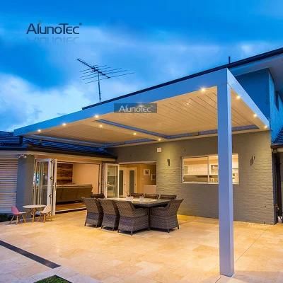 AlunoTec Waterproof Louvered Roof Gazebo Motorized Opening System Pergolas Aluminum Pergola