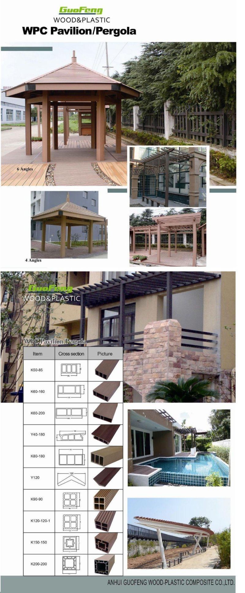 Outdoor Waterproof Plastic Wood Composite WPC Pergola