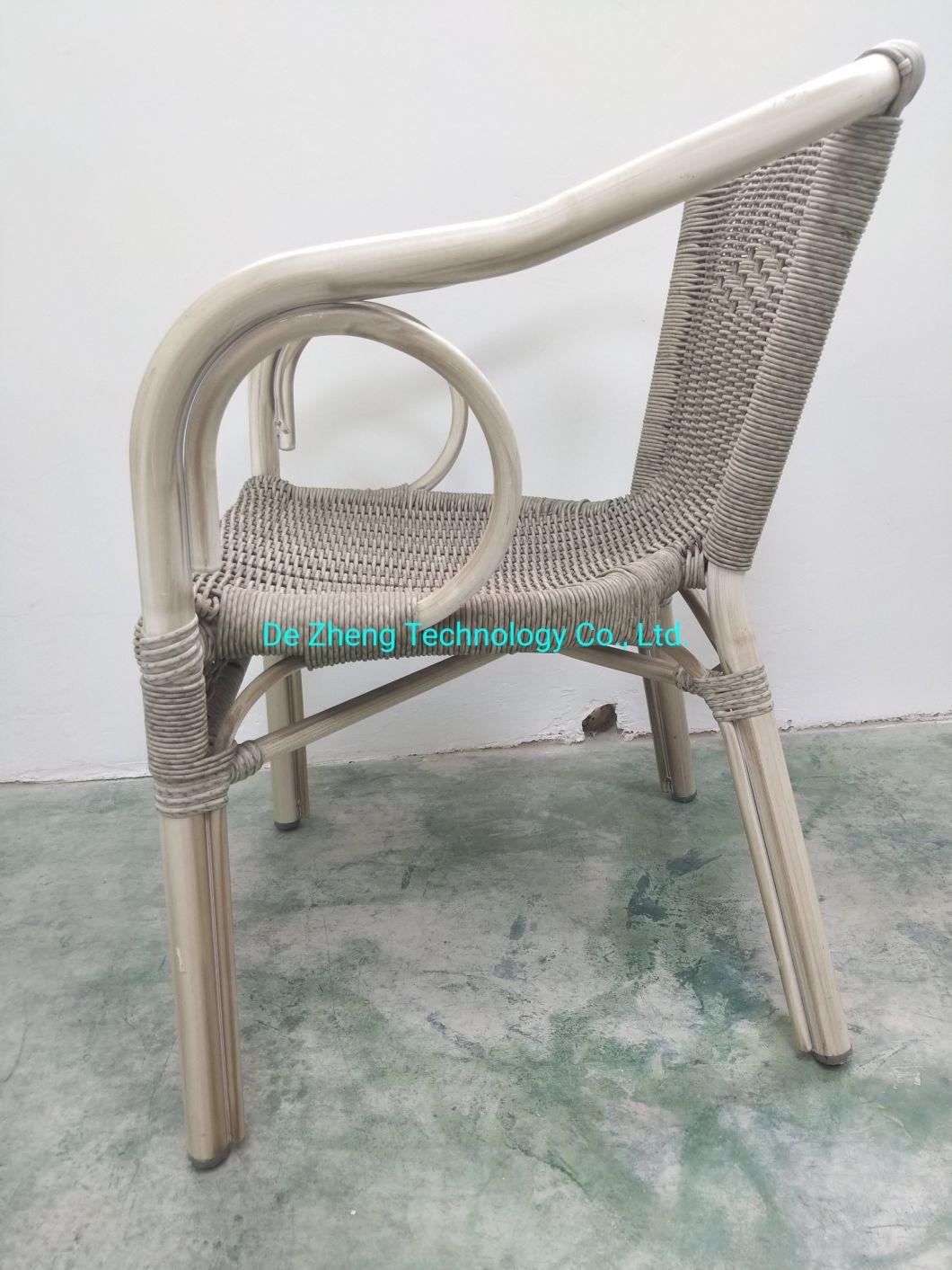 Circle Arms Triplet Round Aluminum Tube Legs Rattan Hotel Bar Outdoor Furniture for Dining Set