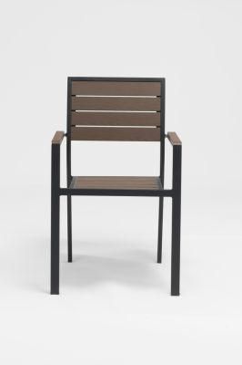 Chinese Aluminum Garden Chair Wood Grain Poly Wood