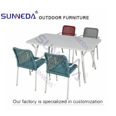 Luxury Modern Furniture Design Garden Table and Chair Set Aluminum Outdoor Chair Strong Rope