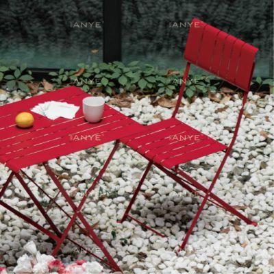 Backyard Rust Resistant Red Folding Coffee Table and Chair Set Outdoor Furniture