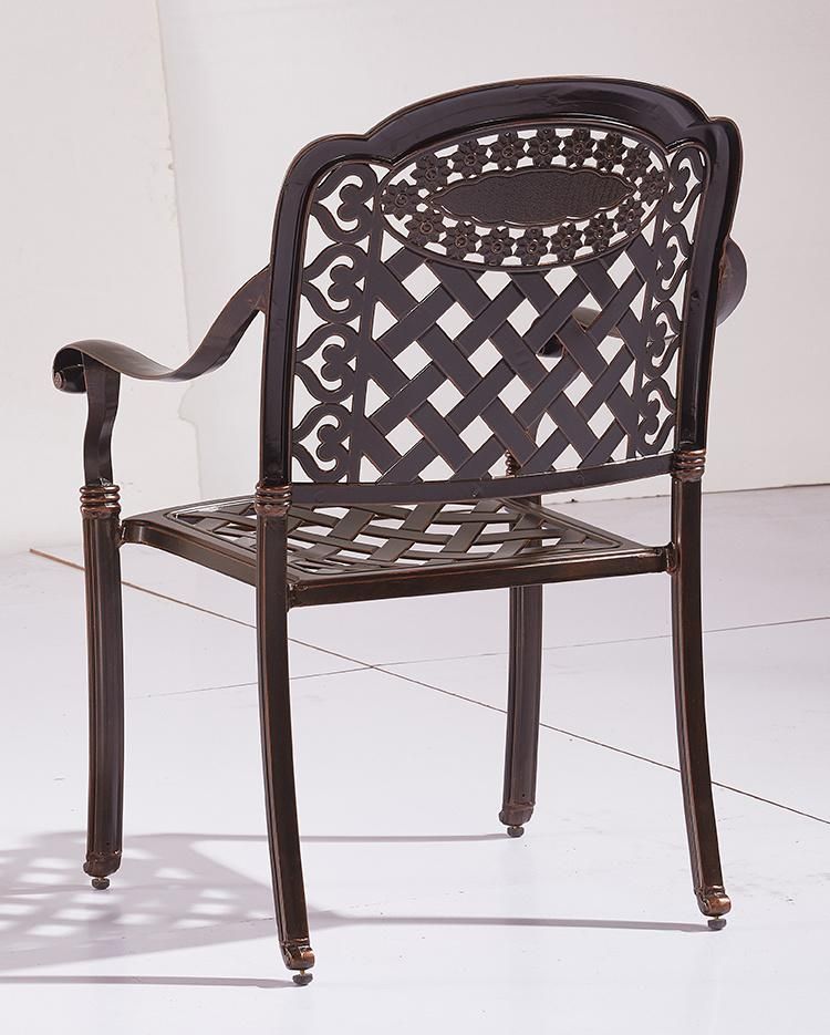 Factory Direct Sale Garden Metal Cast Aluminum Patio Dining Chairs with Arms