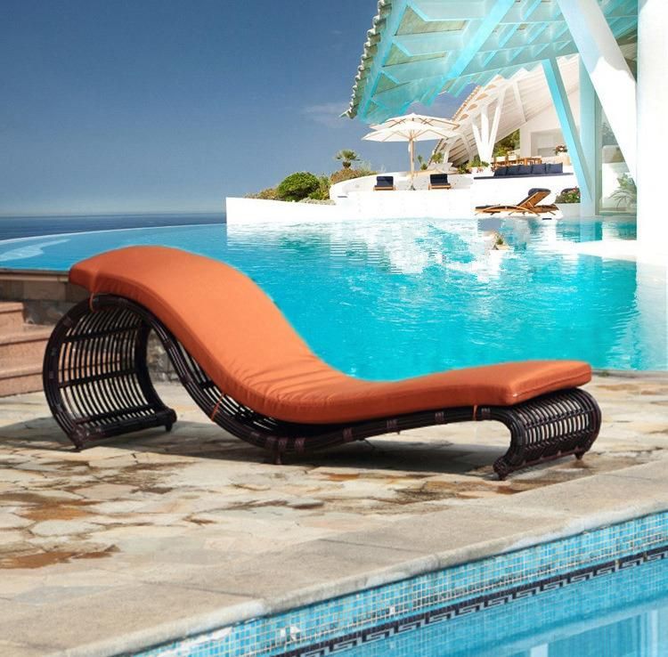 Outdoor Beach Furniture Hotel Poolside Rattan Sun Lounger