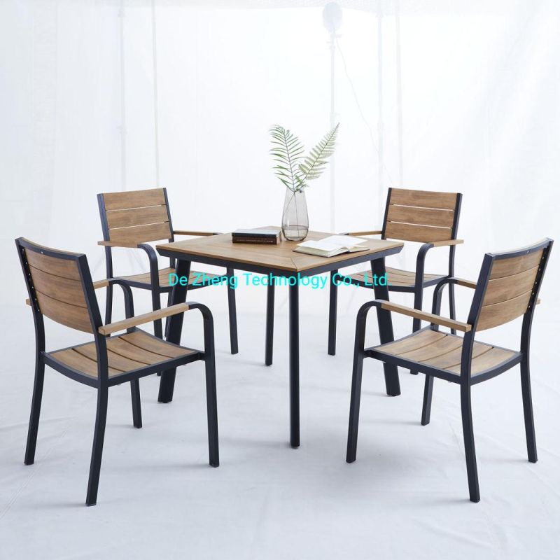China Wholesale Patio Luxury Teak Aluminum Garden Outdoor Dining Table Set