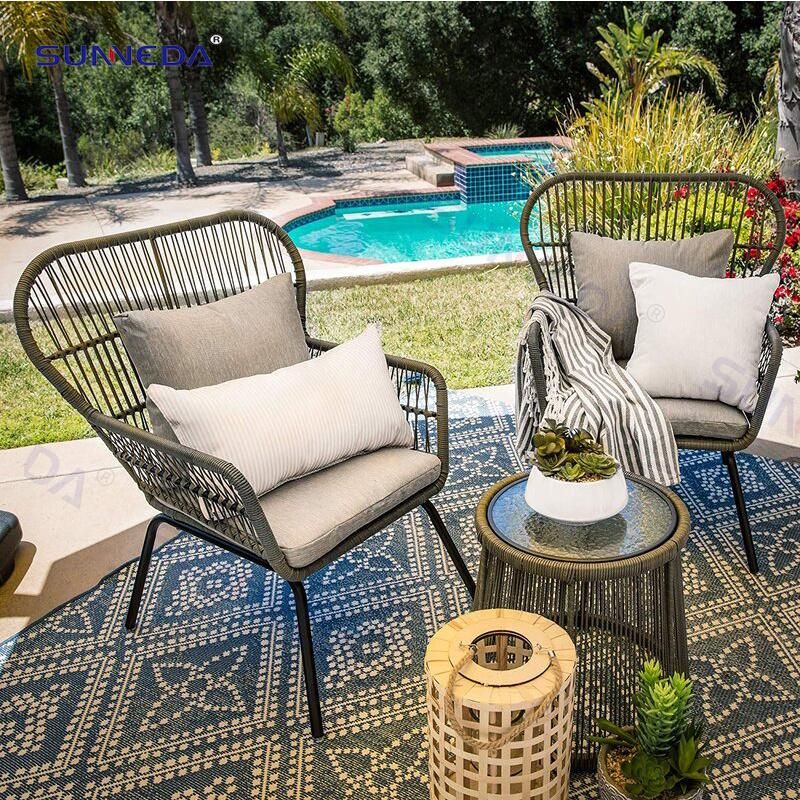 Outdoor Balcony Nordic Style PE Cane Chair Three Sets