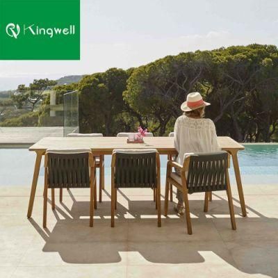Teak Wood Dining Chair with Waterproof Cushion for Garden Use