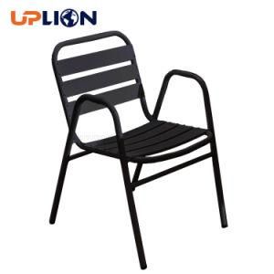 Uplion Popular Black Restaurant Coffee Shop Tea Shop Metal Frame Stackable Dining Chair