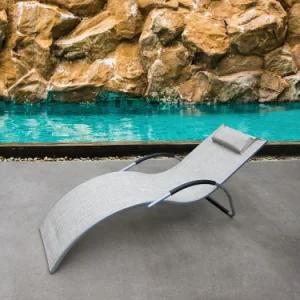 Uplion Popular Aluminum Outdoor Pool Sun Lounger Garden Recliner Chair with Armrest Beach Sunbed