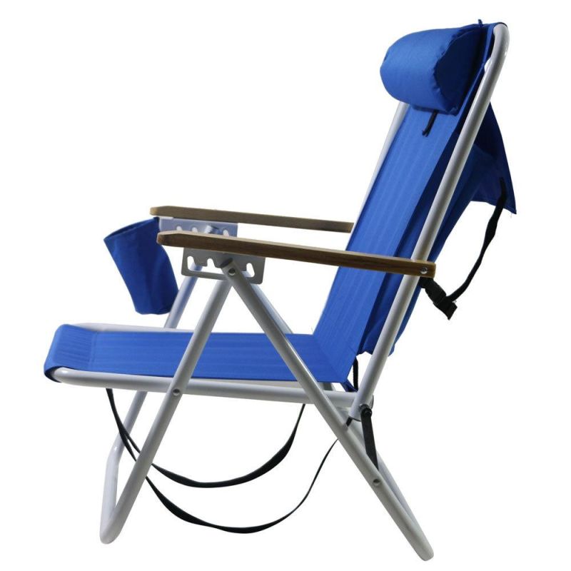 New Backpack Beach Chair Folding Portable Chair Blue Solid Construction Camping