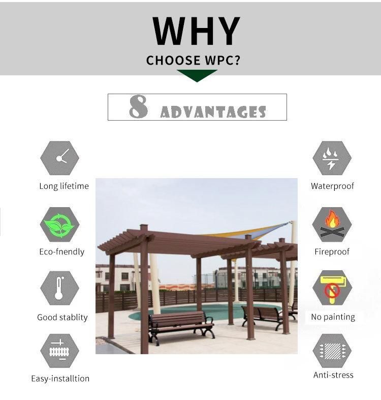 WPC Outdoor Using UV Resistance Wood Plastic Composite Pavilion Cheap Price Hexagon Pergola