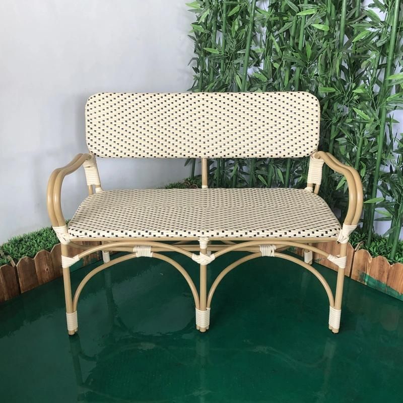 Factory Wholesale New Design Metal Rattan Double Chair Outdoor Garden Patio Furniture