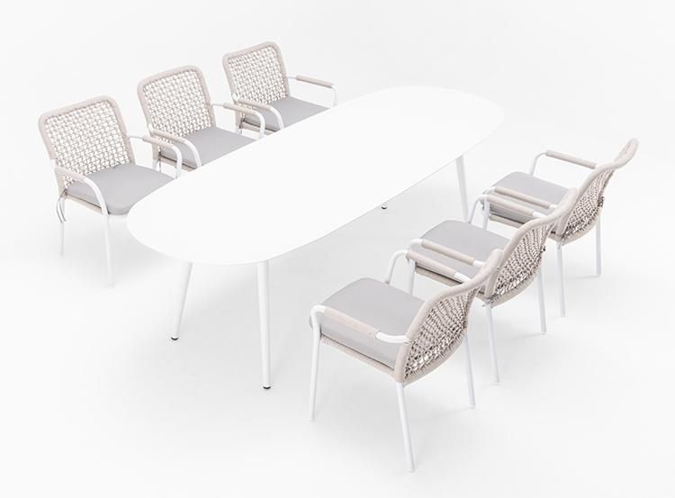 8 Seaters Luxury Rope Aluminum Outdoor Garden Dining Set Furniture