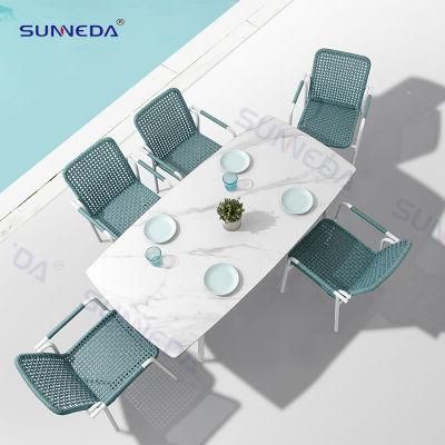 Green Color Customized Dining Patio Outdoor Chair Dining Table Set