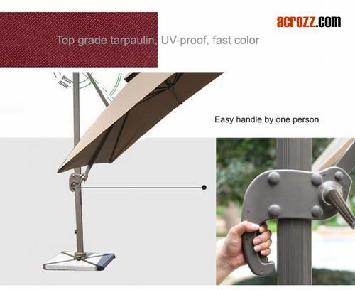 Outdoor Garden Aluminum Folding Beach Sun Solar LED Light Parasol Umbrella