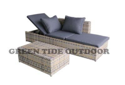 Outdoor Garden Patio Furniture Rattan Chaise Lounge Set 2PCS with Table