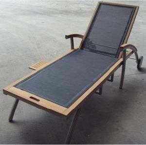 Teak Garden Chaise Lounge with Textilene