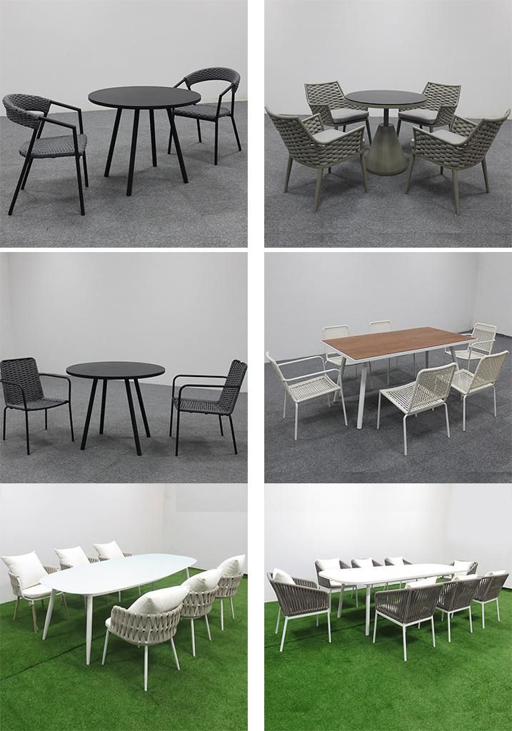 Restaurant Outdoor Rope Woven Dining Table and Chair