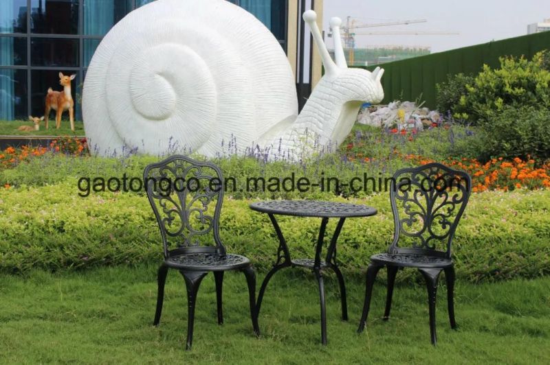 Fendias Outdoor Patio Cast Aluminum Leaf Design Bistro Set in Antique White