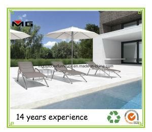 Adjustable Stainless Steel Outdoor Chaise Lounges with Teak Armrest