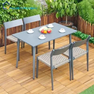 Vangarden Aluminum Rope Woven Outdoor Patio Furniture Dining Table Set