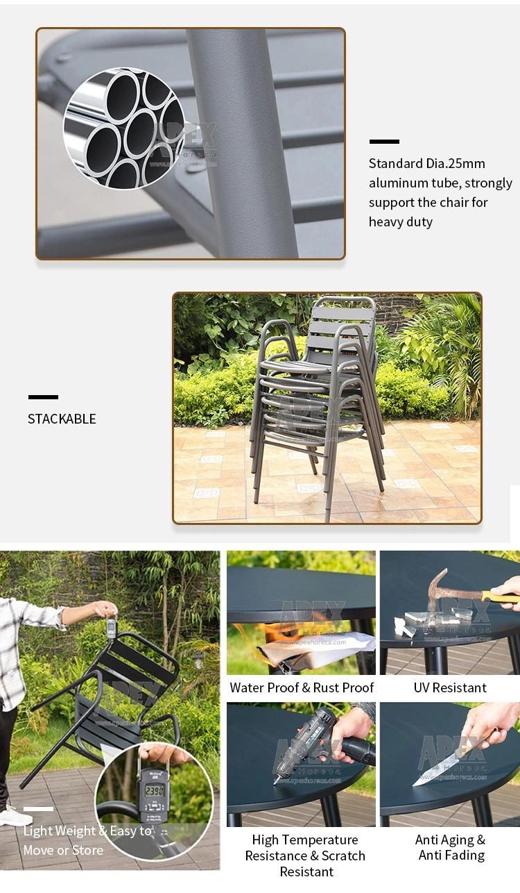 Outdoor Aluminum Dining Stackable Hotel Restaurant Chair