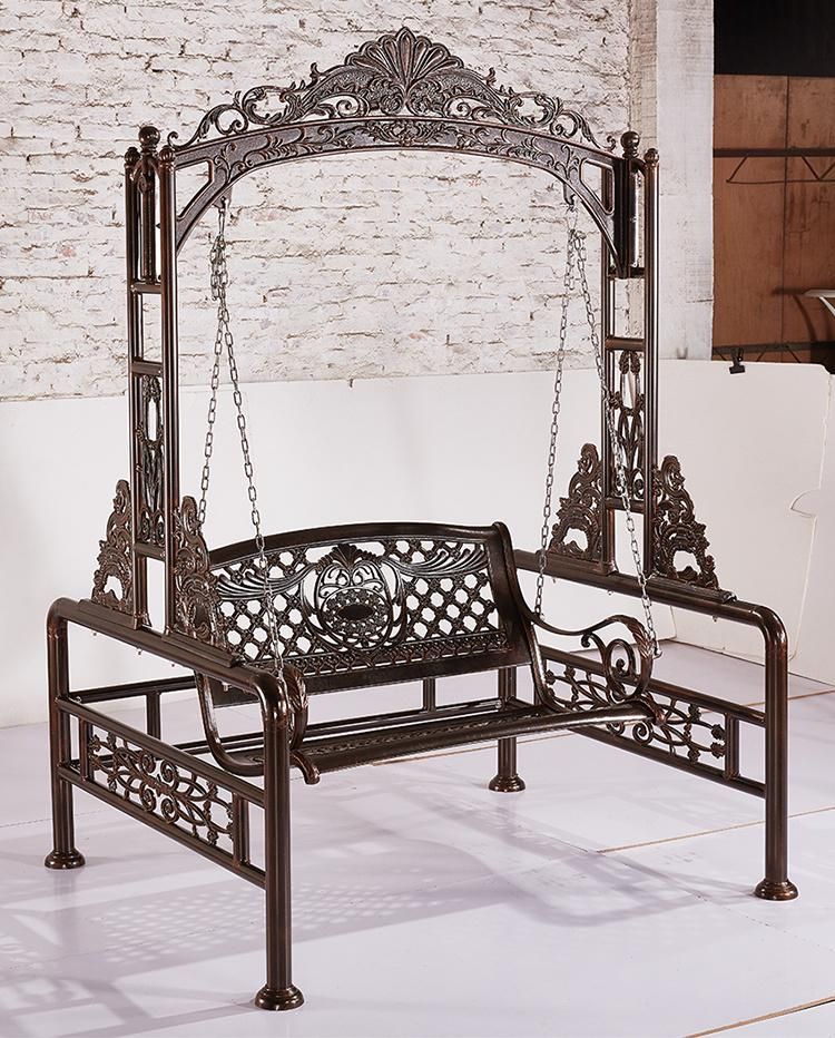 Beach Swing Chair Indoor Patio Metal Chair for Three People Seaters