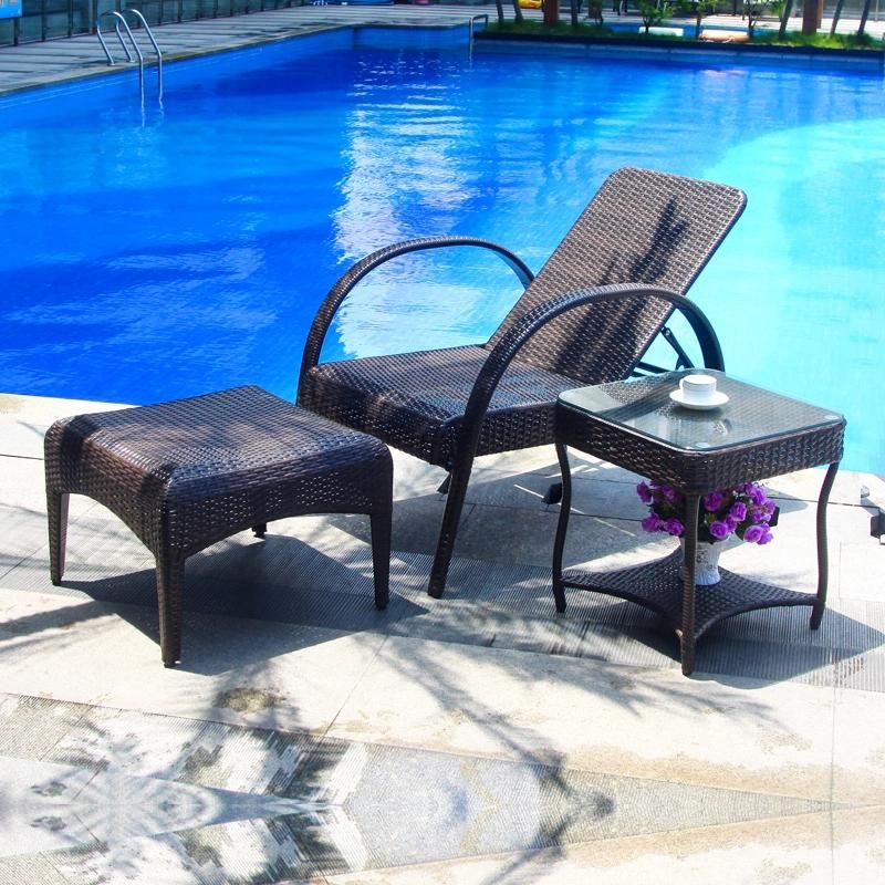 Hot Sale Swimming Pool Beach Chair Plastic Sun Lounger with Handrail