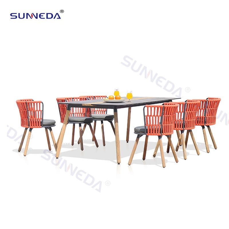 Villa Luxury Dining Table Chair Set Webbing Outdoor Chair