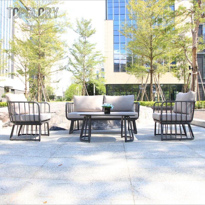 Wholesale Modern Outdoor Aluminum Frame Fabric Cushion Sofa Set