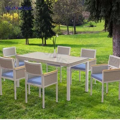Modern 7-Piece Outdoor Dining Table Set with PE Rattan
