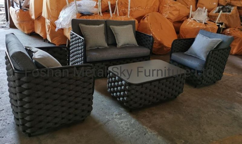 Outdoor Hotel Restaurant Patio Garden Aluminum Wicker Rattan Rope Sofa