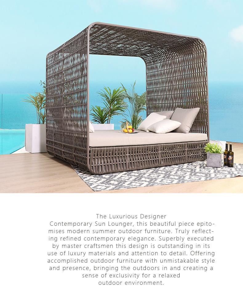 Foshan Double Darwin Shade Beach Aluminum Sun Bed Pool Furniture in China