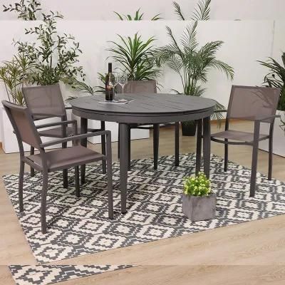 Extensible Garden Chairs and Table 7 Piece Outdoor Dining Villa Restaurant Patio Round Tables Set