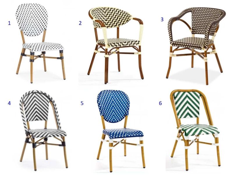 Outdoor French Chair Bamboo Rattan Restaurant Furniture Leisure Chair