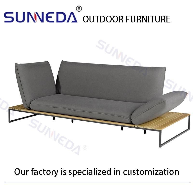 Elegance Modern Outdoor Furniture Leisure Aluminum Teak Wood Garden Sofa