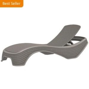 Plastic Waterproof Outdoor Furniture Garden Use Rattan Sun Lounger with Cushion