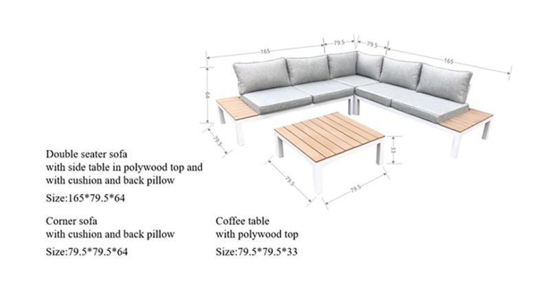 Outdoor Comfort Garden Furniture Combination Set Aluminum Sofa Bed Wholesale