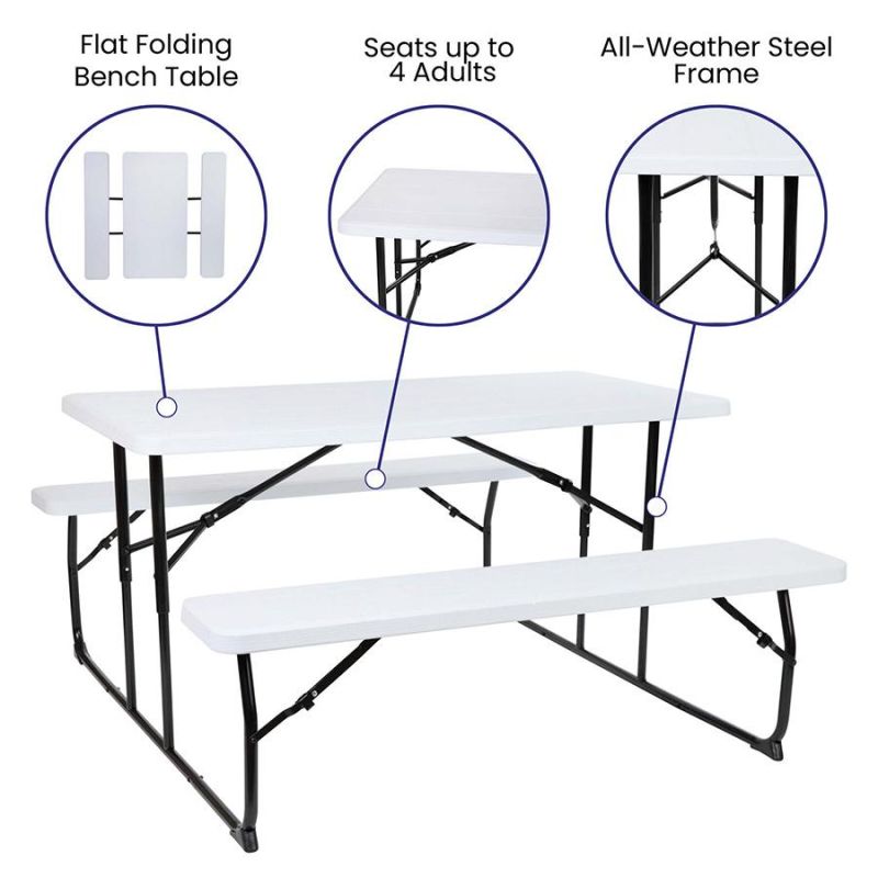Dining Outdoor Folding Picnic Table and Benches with 6 Sater