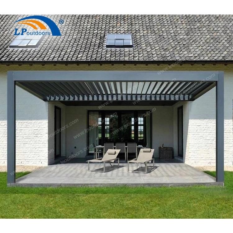 Garden Automatic Aluminum Pergola Shutter Roof Awning Gazebo