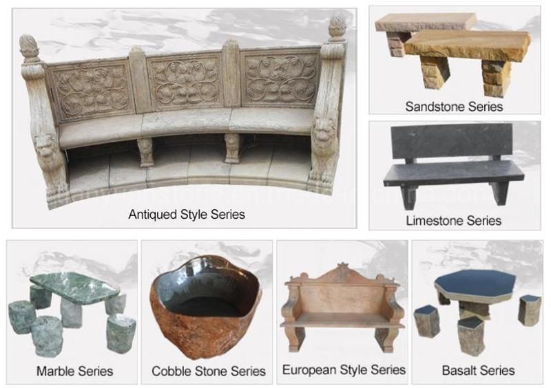 Granite Limestone Marble River Pebble Stone Bench for Park or Garden