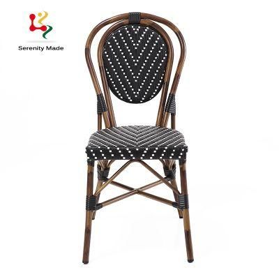 Black Color Waterproof Outdoor Park Using or Restaurant Dining Rattan Chair