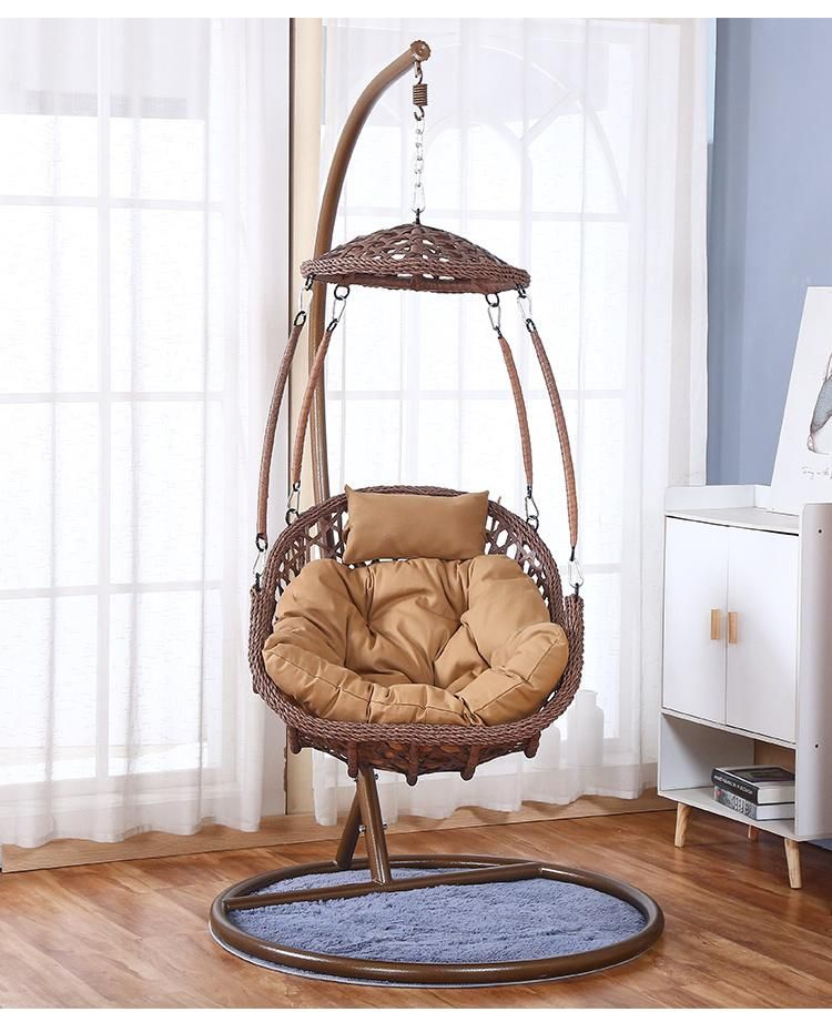 Luxury Hanging Rattan Patio Leisure Padded Cushion Garden Swing Chair