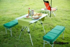 Aluminum Folding Family Picnic Table with Two Bench
