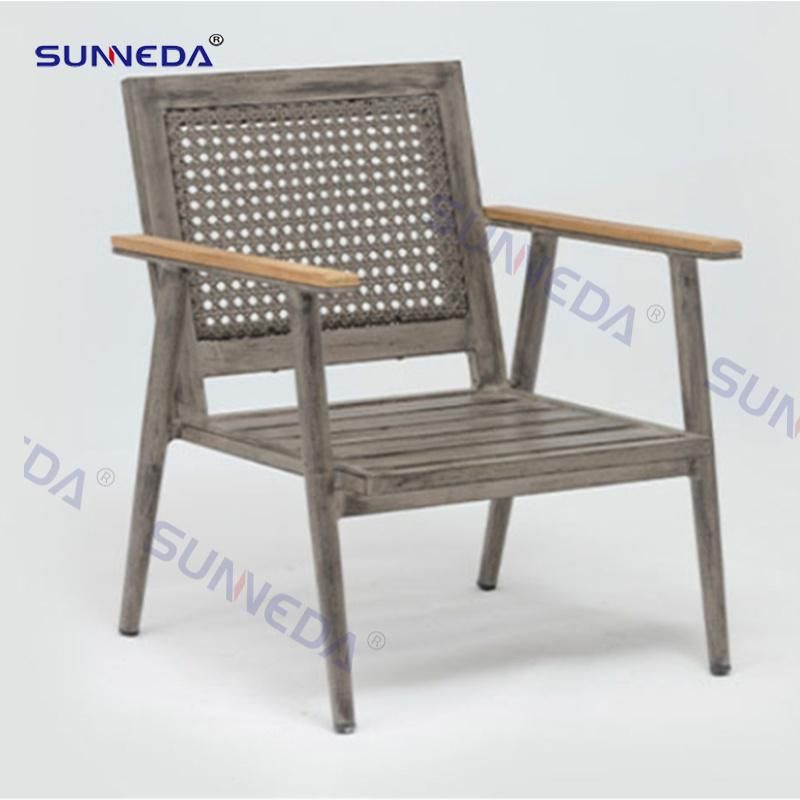 Patio Chair with Teak Wood Two Side and High Density Cotton Seat